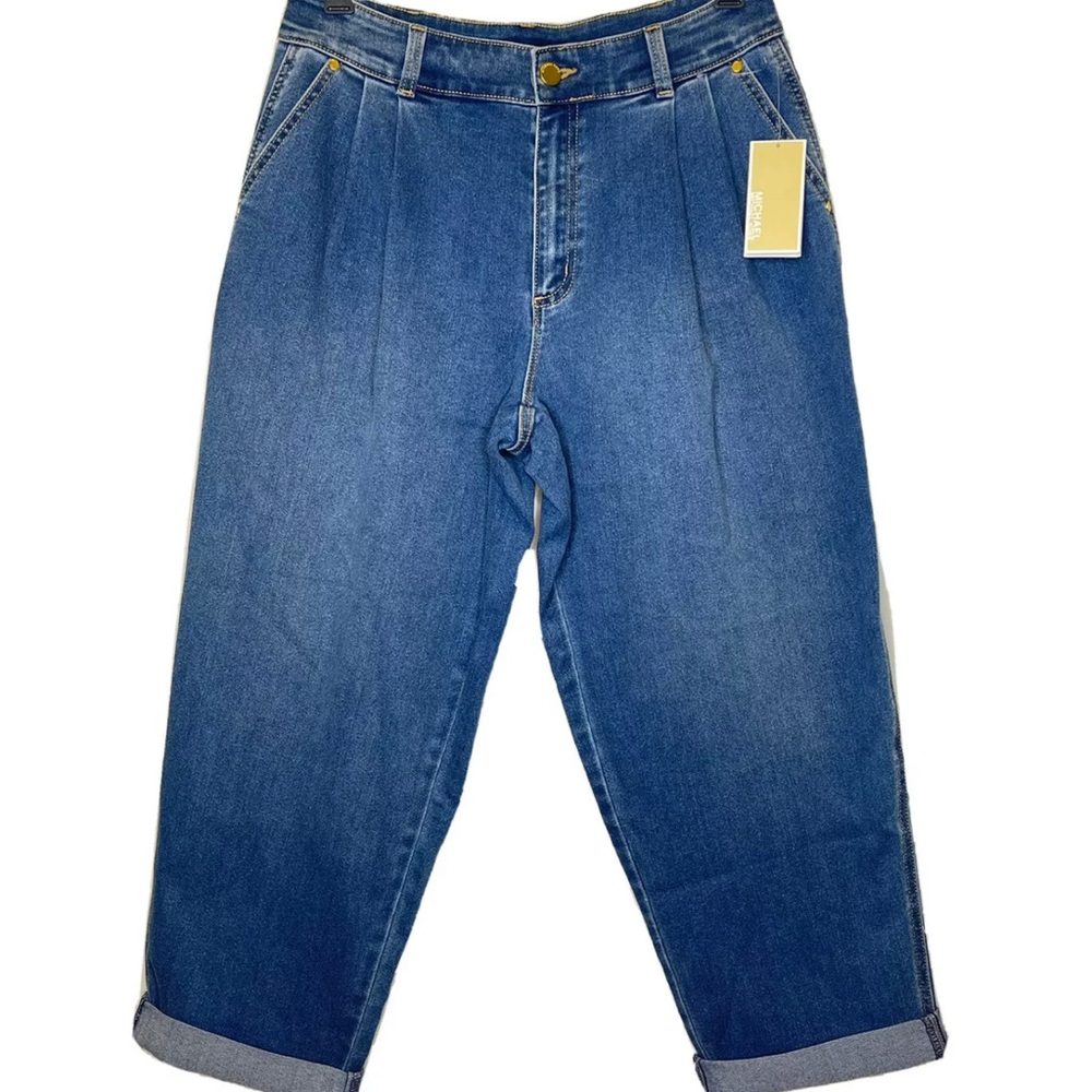 Michael Kors Women's High-Waist Stretch Denim Carrot Jeans Blue sz 6W & 12W